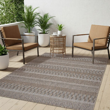 Vloerkleed Melissa Bruin Gestreept Indoor Outdoor