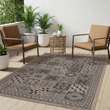 Vloerkleed Melissa Bruin Zwart Mozaiek Indoor Outdoor