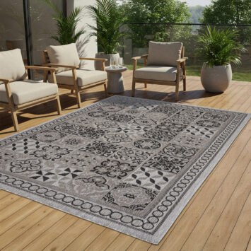Vloerkleed Melissa Grijs Zwart Mozaiek Indoor Outdoor