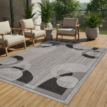 Vloerkleed Melissa Grijs Zwart Geometrisch Indoor Outdoor
