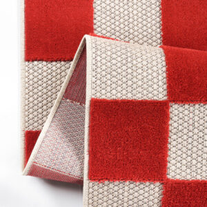 Buitenkleed Checker Crème Rood
