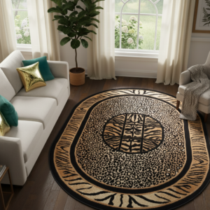 Vloerkleed Atlas Ovaal Zwart Bruin Dierenprint Safari