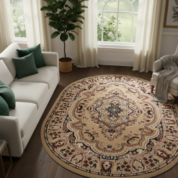 Vloerkleed Atlas Ovaal Donkerbeige Bruin Ornament