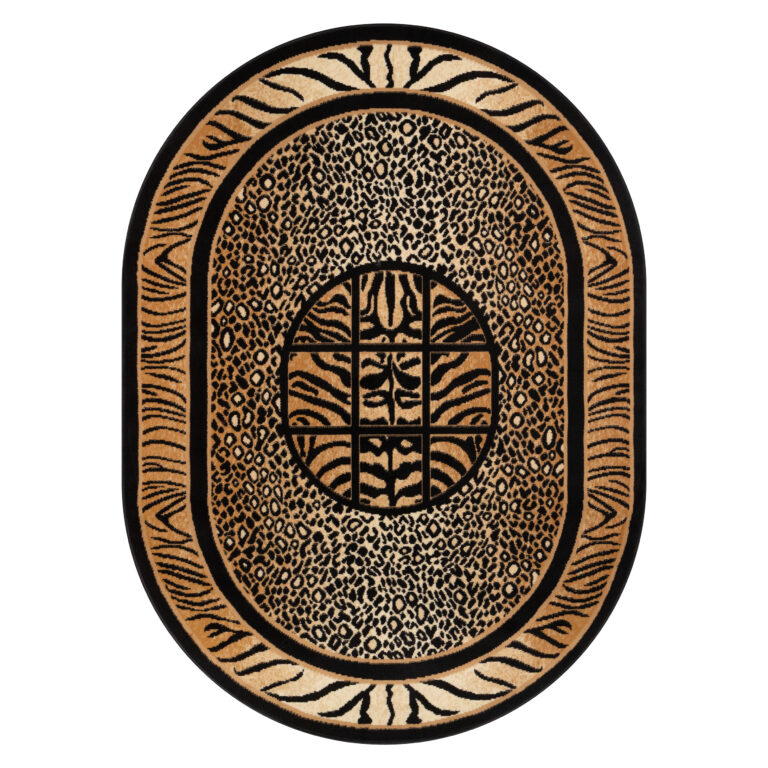Vloerkleed Atlas Ovaal Zwart Bruin Dierenprint Safari