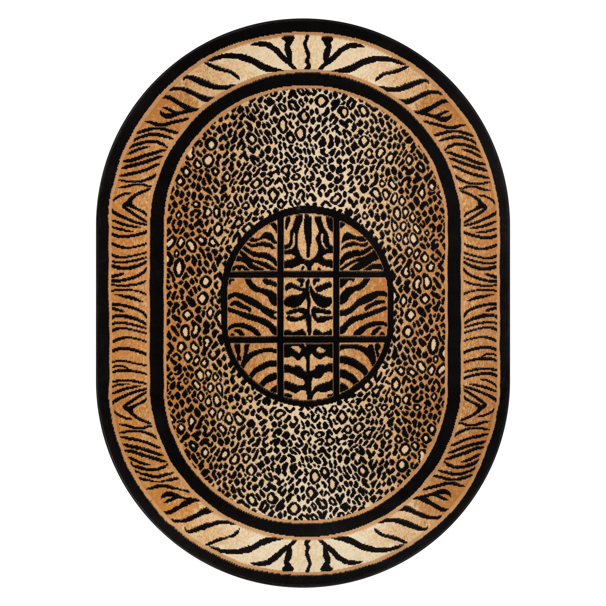 Vloerkleed Atlas Ovaal Zwart Bruin Dierenprint Safari